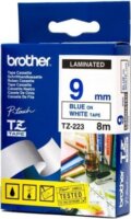 Brother TZE-223 P-touch Feliratozógép szalag 9mm / 8m - Fehér alapon kék