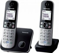 Panasonic KX-TG6812PDB DUO DECT fehér háttérvil. kihangosítható hívóazonosítós fekete telefon