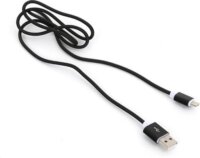 Omega PUCDPFB1B Lightning - USB Kábel 1m - Fekete szövetborítással