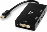 V7 Mini DisplayPort apa - VGA + HDMI + DVI anya adapter Fekete