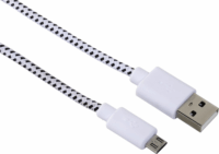 Hama 20075 USB 2.0 - micro USB szövetburkolatos kábel 1m - Fehér