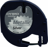 Dymo Letratag 12mm Feliratozógép szalag - Ezüst alapon fekete