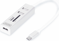 Digitus DA-70243 USB 2.0 HUB (3 port) kártyaolvasóval - Fehér