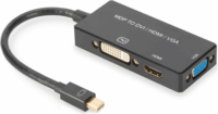 Assmann Mini DisplayPort 1in3 HDMI+DVI-D+VGA Adapter kábel Fekete