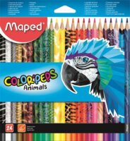 Maped "Color'Peps Animal" Háromszögletű Színes ceruza készlet - 24 különböző szín (24 db)