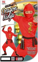 Widmann 01337 Sárkány ninja jelmez - 140 cm-es méret / Piros