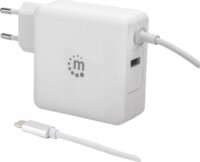 Manhattan Hálózati 2xUSB töltő (USB-C 60W és USB-A 5V / 2.4A) Fehér