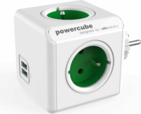 Allocacoc PowerCube Original 4 csatlakozós elosztó 2 USB porttal - Zöld