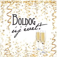 Boldog Új Évet feliratos szalvéta - 16 darabos