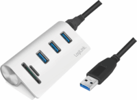 LOGILINK CR0045 USB 3.0 HUB (3 port) + kártyaolvasó Ezüst