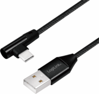 LOGILINK USB apa - USB-C 90° apa Adat- és töltőkábel 0.3m - Fekete