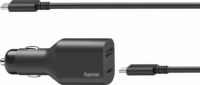 Hama Autós USB-A + USB-C töltő (5-20V / 70W) Fekete