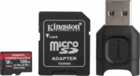 Kingston 128GB Canvas React Plus microSDXC UHS-I CL10 memóriakártya + Adapter + Olvasó