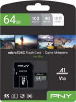 PNY 64GB PRO Elite microSDXC UHS-I CL10 memóriakártya + Adapter