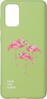 Cellect GoGreen Samsung Galaxy S20 Plus Tok - Mintás: Zöld / Flamingó