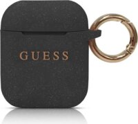 GUESS Apple AirPods / AirPods 2 Szilikon tok - Fekete csillámporos