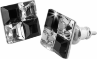 Art Crystella Fülbevaló négyzet alakú fekete-fehér SWAROVSKI® kristállyal