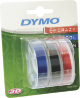 DYMO S0847750 Dombornyomásos Feliratozógép szalag 9mm / 3m - Piros/Kék/Fekete (3 db/csomag)