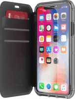 Griffin Survivor Clear Wallet Apple iPhone X / XS Flip Bőrtok - Átlátszó/Fekete