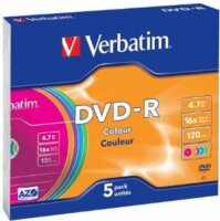 Verbatim 43557 AZO Colour DVD-R lemez Slim tokban BOX 5db