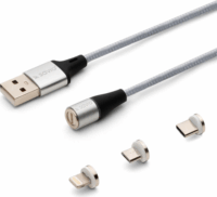 Savio USB 2.0 A - USB C/Micro USB/Lightning kábel 1m - Ezüst