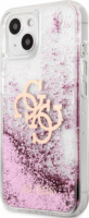 Guess Big 4G Liquid Glitter Pink Apple iPhone 13 mini Szilikon Tok - Átlátszó