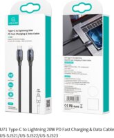 USAMS SJ522USB01 USB-C apa 2.0 - Lightning apa Adat és töltőkábel - Fekete (2m)