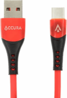 Accura ACC2194 USB-A apa - USB-C apa 2.0 Adat és töltőkábel - Fekete/Piros (1m)