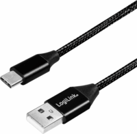 LogiLink CU0140 USB-A apa - USB-C apa 2.0 Adat és töltőkábel - Fekete (1m)