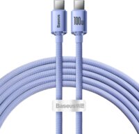 Baseus Crystal Shine Series USB-C apa - USB-C apa 2.0 Adat és töltőkábel - Lila (2m)