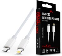 Maxlife USB-C Apa - Lightning apa 3.0 Adat és töltő kábel - Fehér (1m)