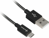 Sharkoon USB-A apa - Micro USB apa 2.0 Adat és töltő kábel - Fekete/szürke (2m)