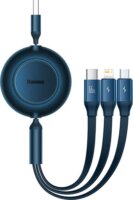 Baseus Bright Mirror Series II Retractable USB-A apa 2.0 - USB-C/Lightning/Micro USB apa Adat és töltőkábel - Kék (1.1m)