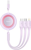 Baseus Bright Mirror II Series Retractable USB-A apa 2.0 - Micro USB/USB-C/Lightning apa Adat és töltőkábel - Lila (1.1m)