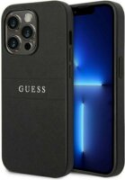 Guess Saffiano Metal Logo Apple iPhone 14 Pro Bőr Tok - Fekete