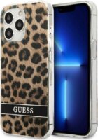 Guess Leopard Electro Stripe Apple iPhone 13 Pro Szilikon Tok - Barna