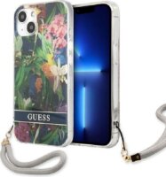 Guess Flower Cord Apple iPhone 13 Szilikon Tok - Kék Mintás