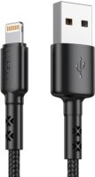 Vipfan X02 USB-A apa - Lightning apa 2.0 Adat és töltő kábel - Fekete (1.8m)