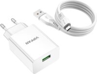 Vipfan E03 USB-A Hálózati töltő + MicroUSB kábel - Fehér (18W)