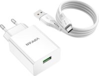 Vipfan E03 USB-A Hálózati töltő + USB-C kábel - Fehér (18W)