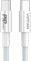 Vipfan P02 USB-C apa - USB-C apa 2.0 Adat és töltő kábel - Fehér (1m)