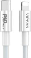 Vipfan P01 USB-C apa - Lightning apa 2.0 Adat és töltő kábel - Fehér (1m)