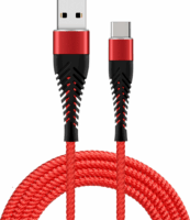 Fusion Fishbone USB-A - USB-C Adat és töltő kábel - Piros (1.5m)