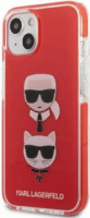 Karl Lagerfeld and Choupette Heads Apple iPhone 13 mini Szilikon Tok - Piros/Mintás