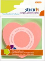 Stick'n Öntapadó jegyzettömb 70x70 mm - Rózsaszín szív (50 lap/tömb)