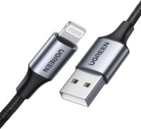 Ugreen US199 USB-A apa - Lightning apa 2.0 iPhone töltőkábel - Fekete (2m)