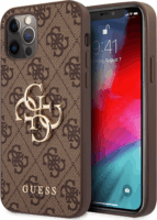 Guess 4G Metal Logo Apple iPhone 12/12 Pro Műanyag Tok - Barna