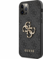 Guess 4G Metal Logo Apple iPhone 12/12 Pro Műanyag Tok - Szürke