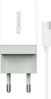 Foneng K210 USB-A Hálózati Töltő Adapter 5V / 2.1A + Micro USB kábel - Fehér