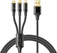 Mcdodo CA-3330 USB-A apa - USB-C/Lightning/MicroUSB apa Adat és töltő kábel - Fekete (1.2m)